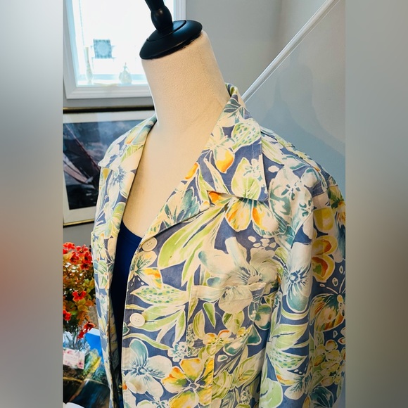 TALBOTS Jacket Women's Tropical Hibiscus Floral Button Down - Picture 1 of 12